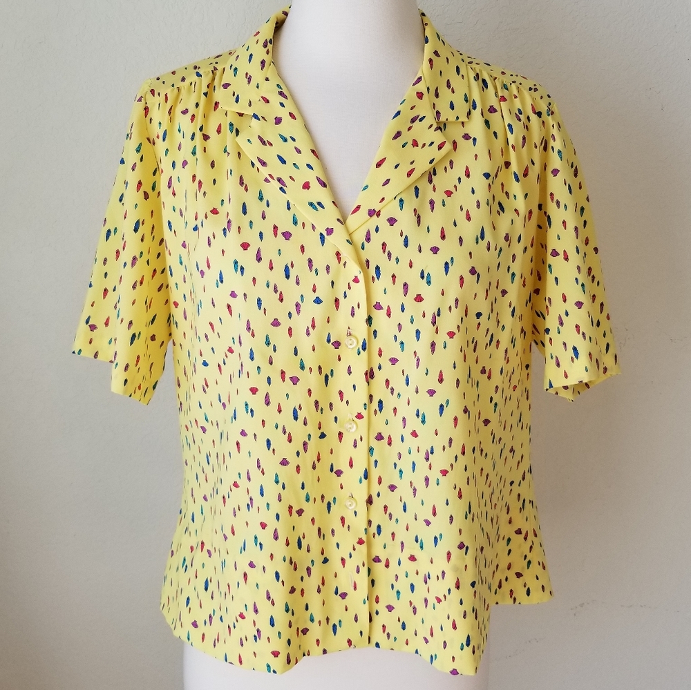 Vintage 60's Shell Print Collared Shirt